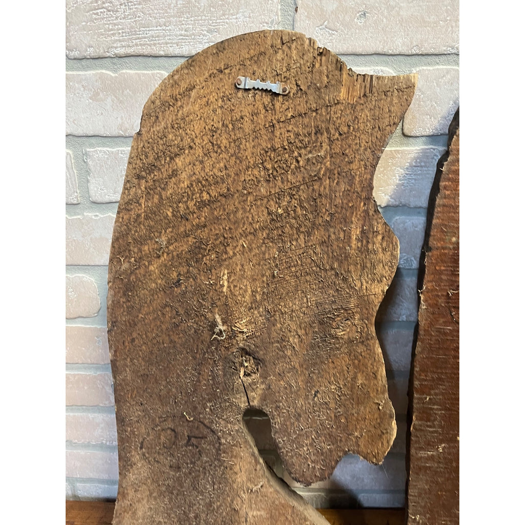 Antique Primitive 1900s Carved Horse Heads Architectural Salvage Folk Art AAFA