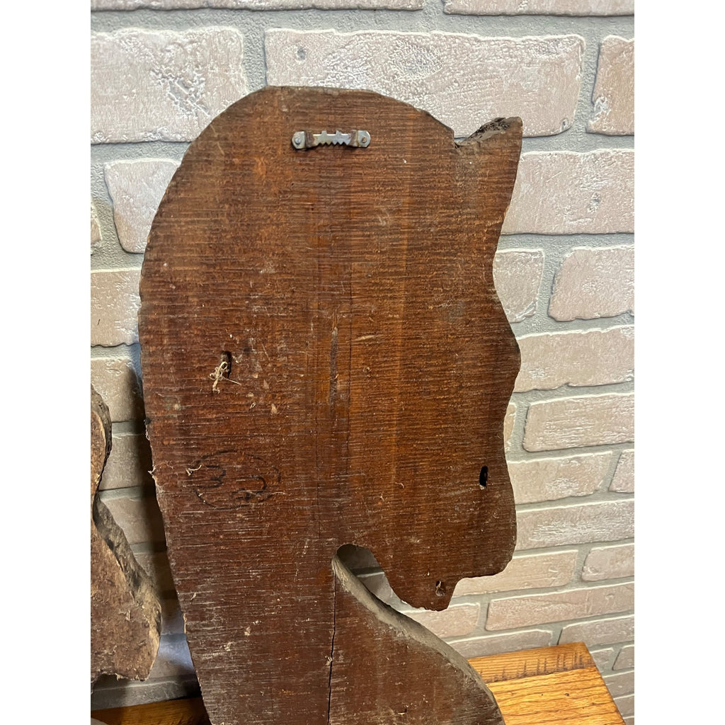 Antique Primitive 1900s Carved Horse Heads Architectural Salvage Folk Art AAFA