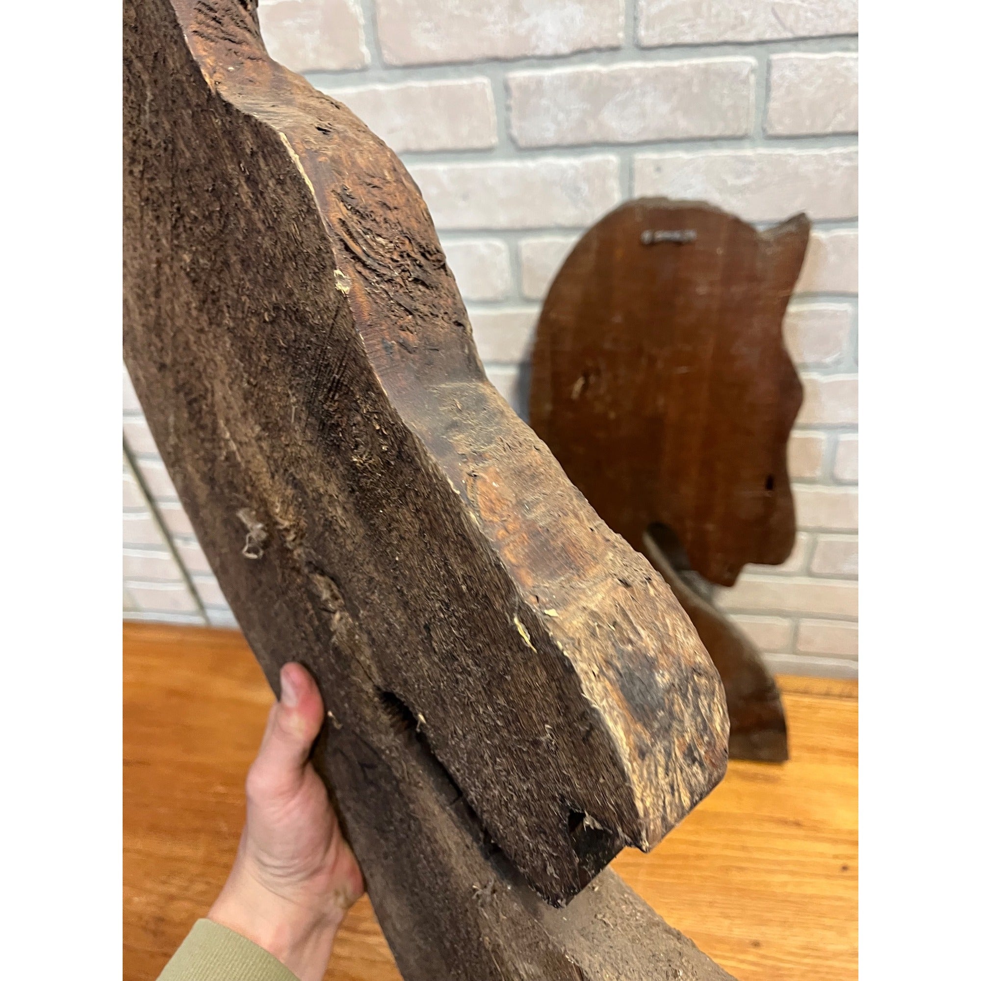 Antique Primitive 1900s Carved Horse Heads Architectural Salvage Folk Art AAFA