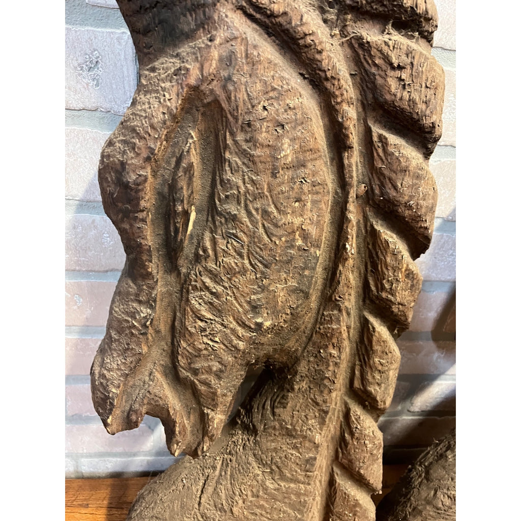 Antique Primitive 1900s Carved Horse Heads Architectural Salvage Folk Art AAFA