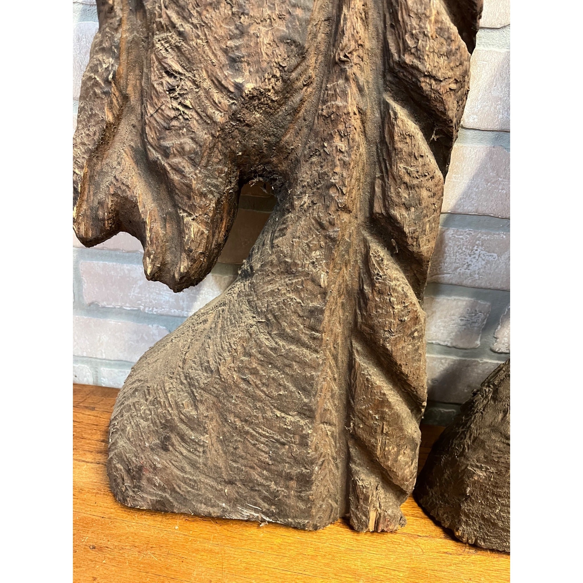 Antique Primitive 1900s Carved Horse Heads Architectural Salvage Folk Art AAFA