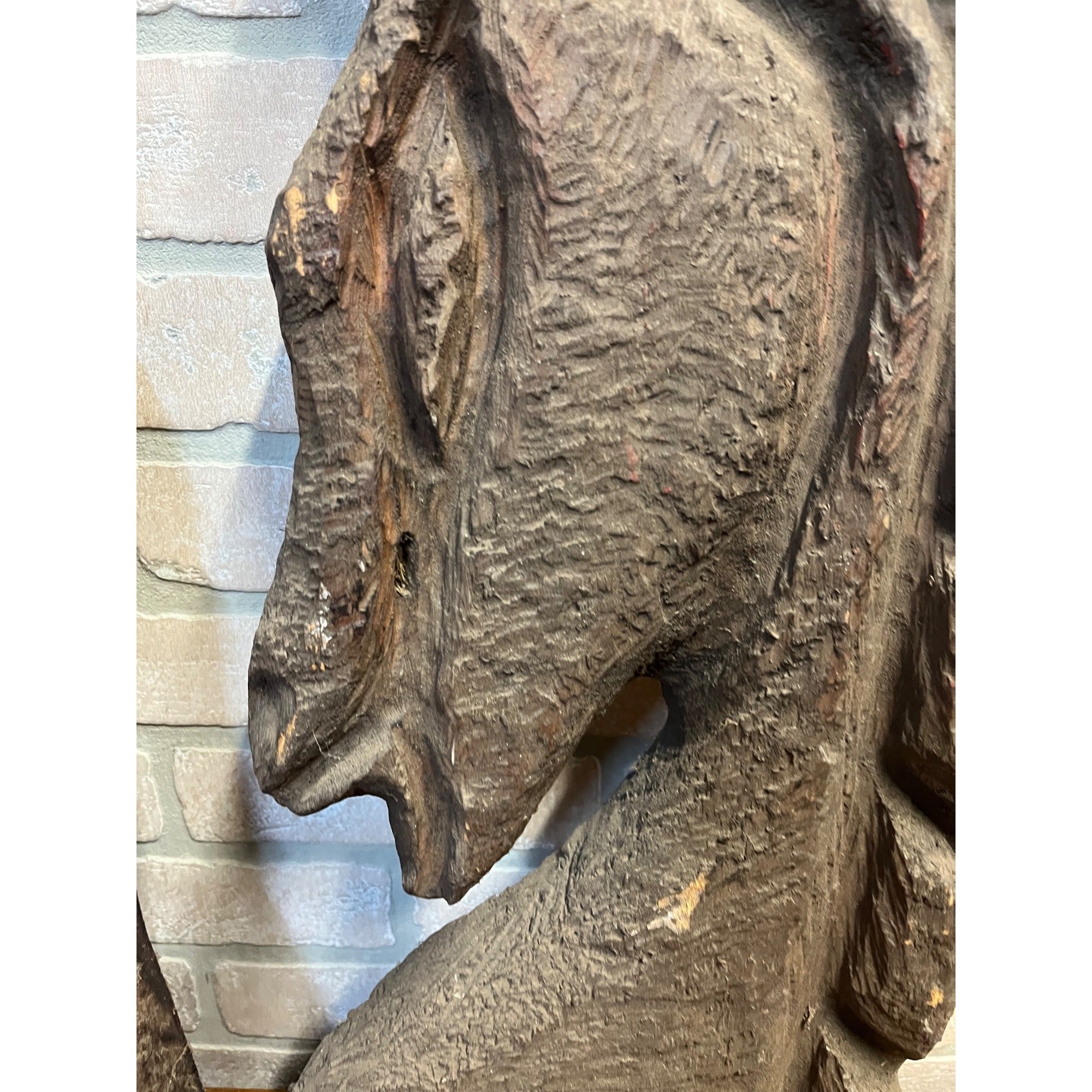 Antique Primitive 1900s Carved Horse Heads Architectural Salvage Folk Art AAFA