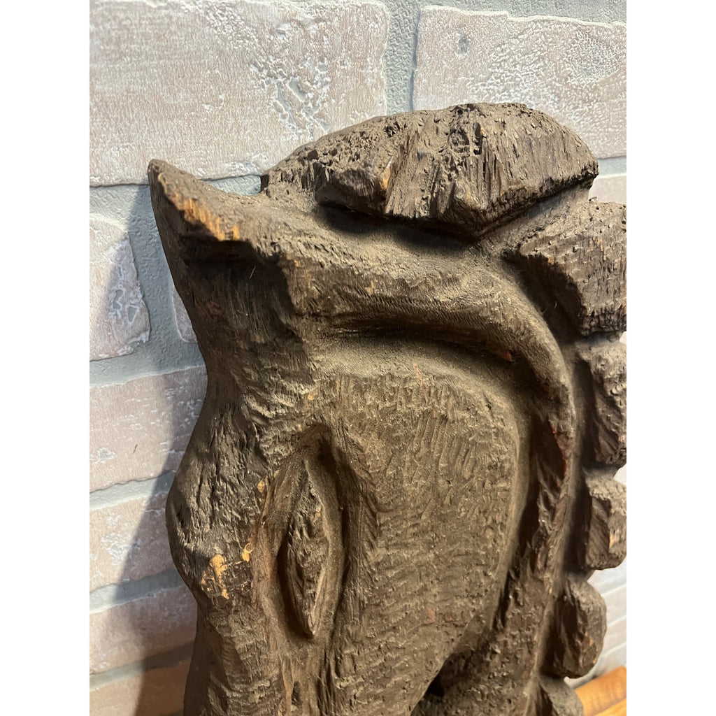 Antique Primitive 1900s Carved Horse Heads Architectural Salvage Folk Art AAFA