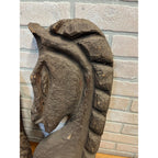Antique Primitive 1900s Carved Horse Heads Architectural Salvage Folk Art AAFA