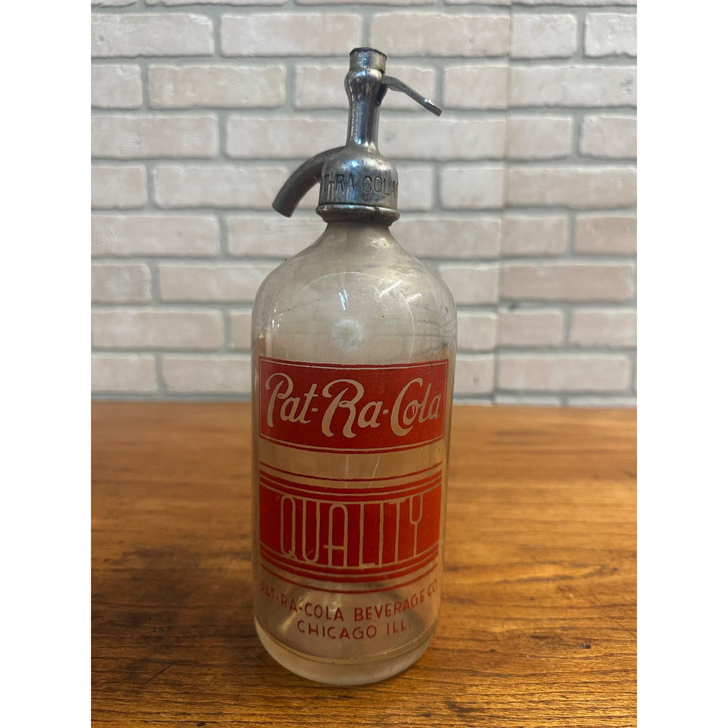 Rare Vintage 1930s Pat-Ra-Cola Beverage Seltzer Bottle Chicago Illinois Soda Fountain