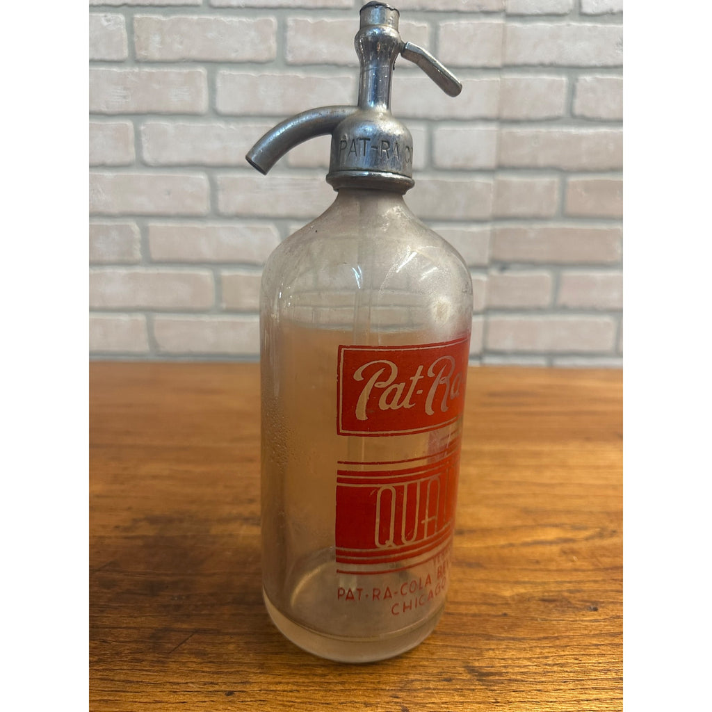 Rare Vintage 1930s Pat-Ra-Cola Beverage Seltzer Bottle Chicago Illinois Soda Fountain