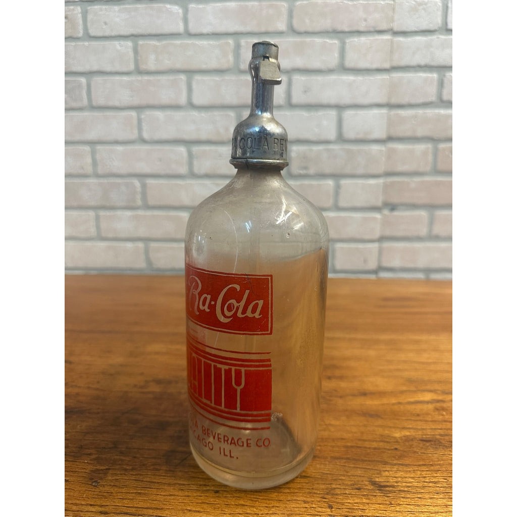 Rare Vintage 1930s Pat-Ra-Cola Beverage Seltzer Bottle Chicago Illinois Soda Fountain