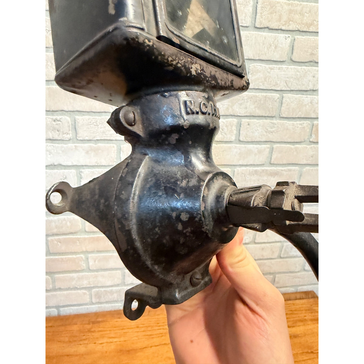 Antique Vintage Wall Mount Coffee Spice Mill Grinder NCRA Cast Iron Tin Crank