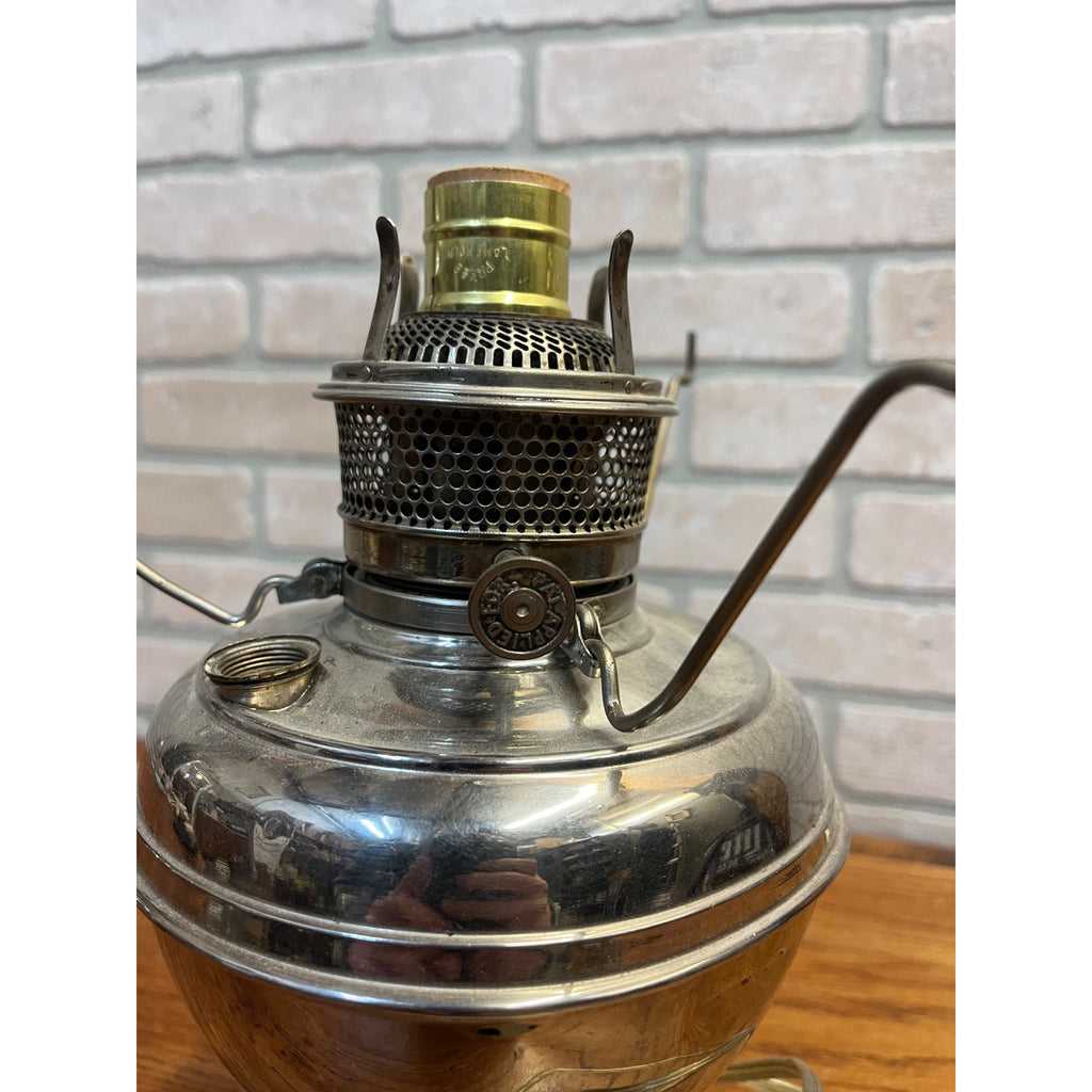 1900s Electrified Oil Lamp Silver Rayo Style