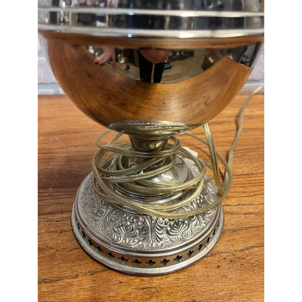 1900s Electrified Oil Lamp Silver Rayo Style