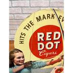 Vintage Red Dot Cigars Advertising Store Display Sign Girl Easelback Litho
