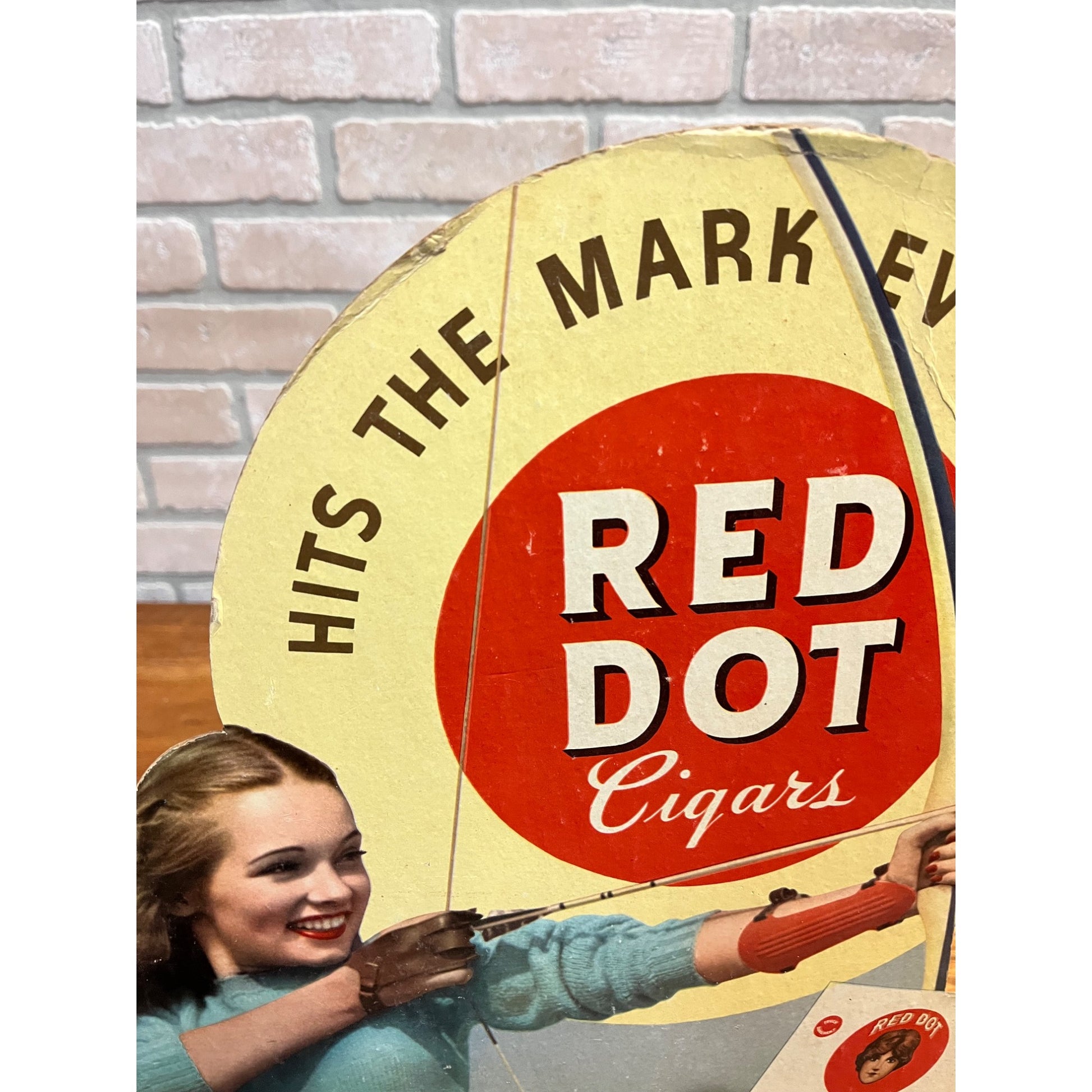 Vintage Red Dot Cigars Advertising Store Display Sign Girl Easelback Litho