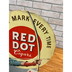 Vintage Red Dot Cigars Advertising Store Display Sign Girl Easelback Litho