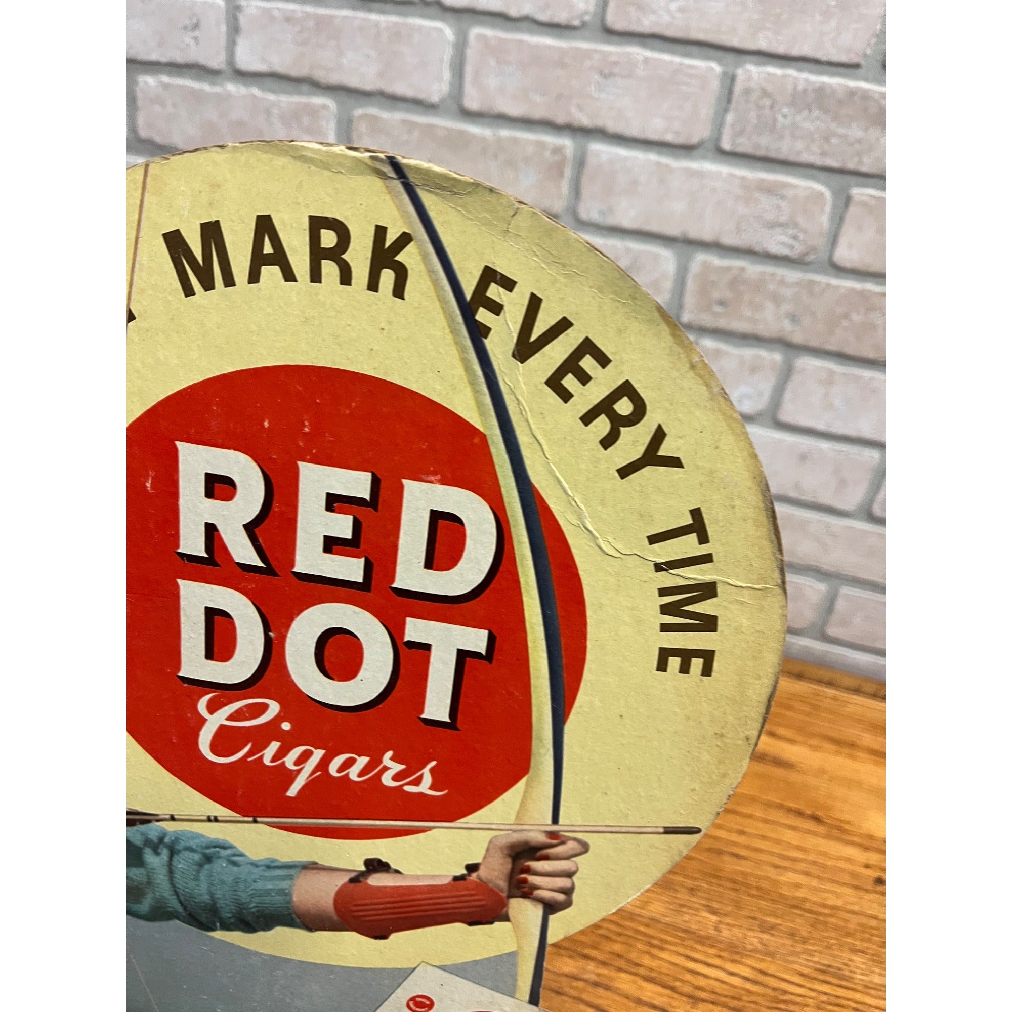 Vintage Red Dot Cigars Advertising Store Display Sign Girl Easelback Litho