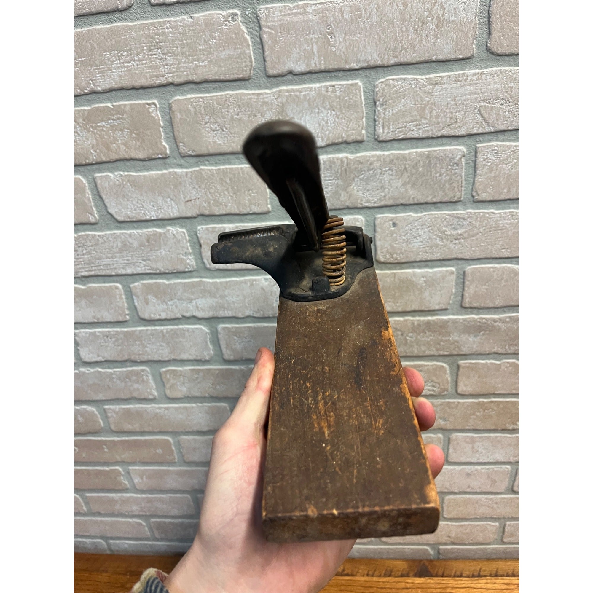 Vintage Antique Primitive Cork Press Cast Iron Crimp Crimpers Walnut Nut Cracker