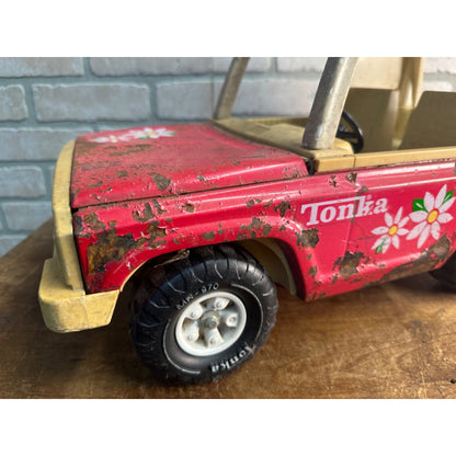 Vintage 1970s Tonka Hot Pink Barbie Ford Bronco / Jeep Pressed Steel - Repair / Parts