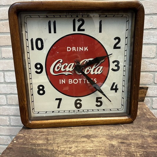 Vintage 1930s Coca Cola Advertising Wall Clock Selectoclock Wooden Art Deco