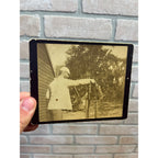 Antique Victorian Cabinet Card Photo Man Feeding Baby Raccoon Animal Kodak