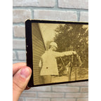 Antique Victorian Cabinet Card Photo Man Feeding Baby Raccoon Animal Kodak