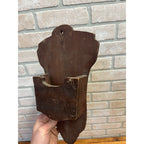 Antique Primitive Wooden Whisk Brush Broom Wall Mount Holder Farmhouse