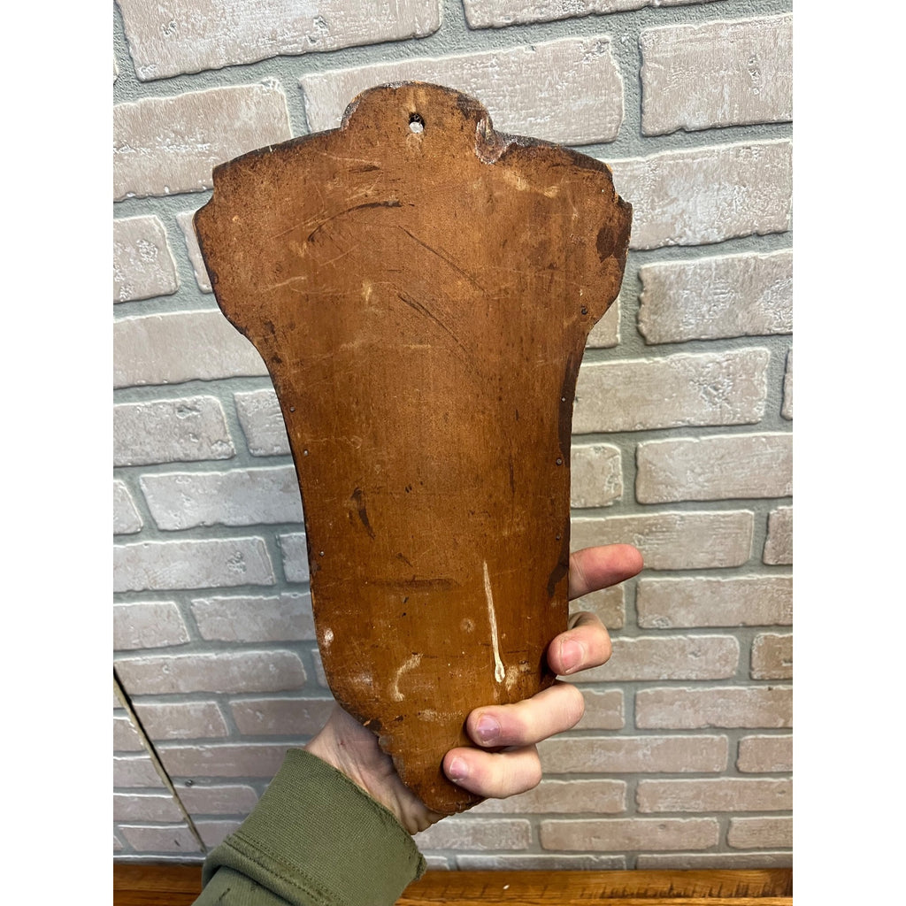 Antique Primitive Wooden Whisk Brush Broom Wall Mount Holder Farmhouse