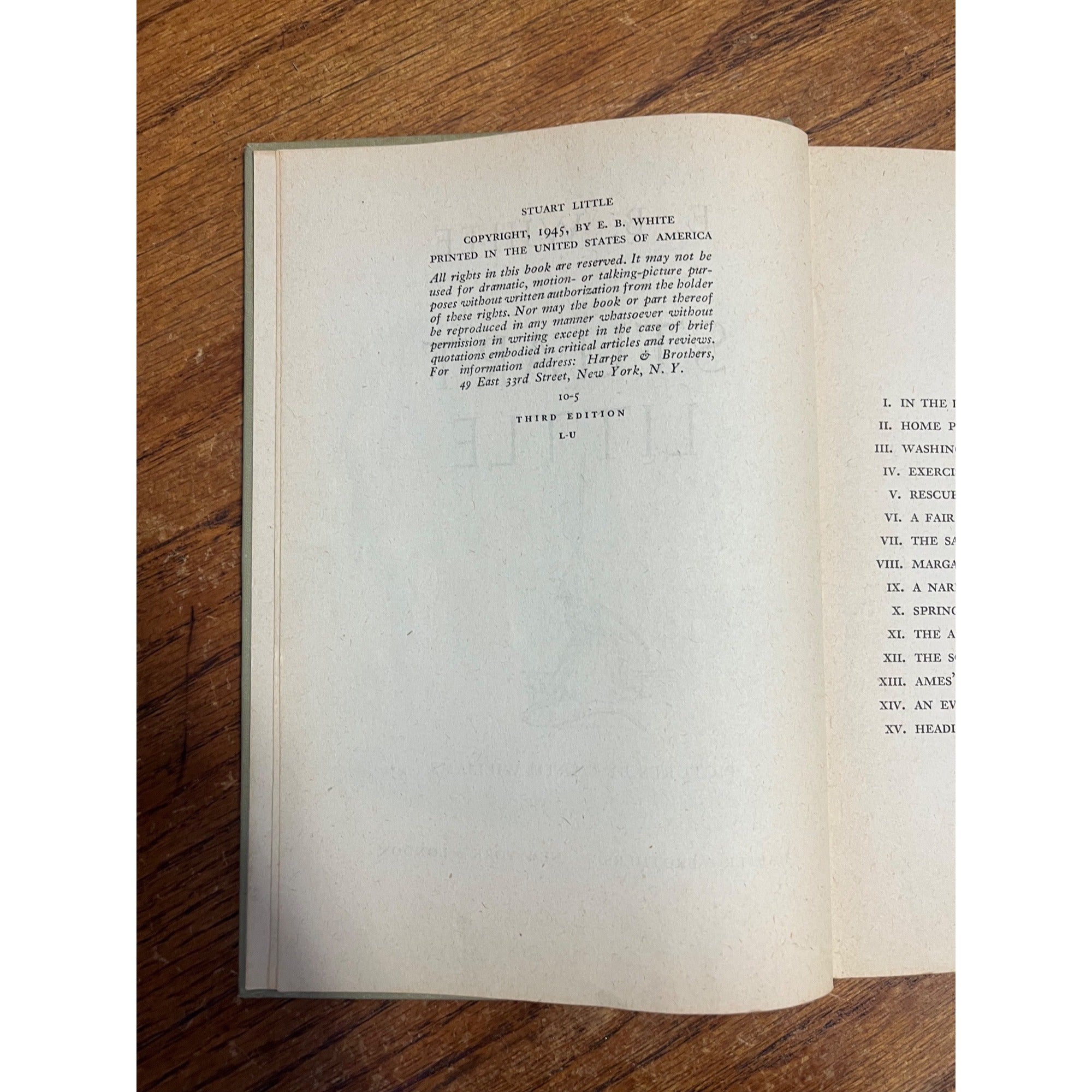 1945 Stuart Little By E.B. White Hardcover Book Antique Vintage 3rd Ed