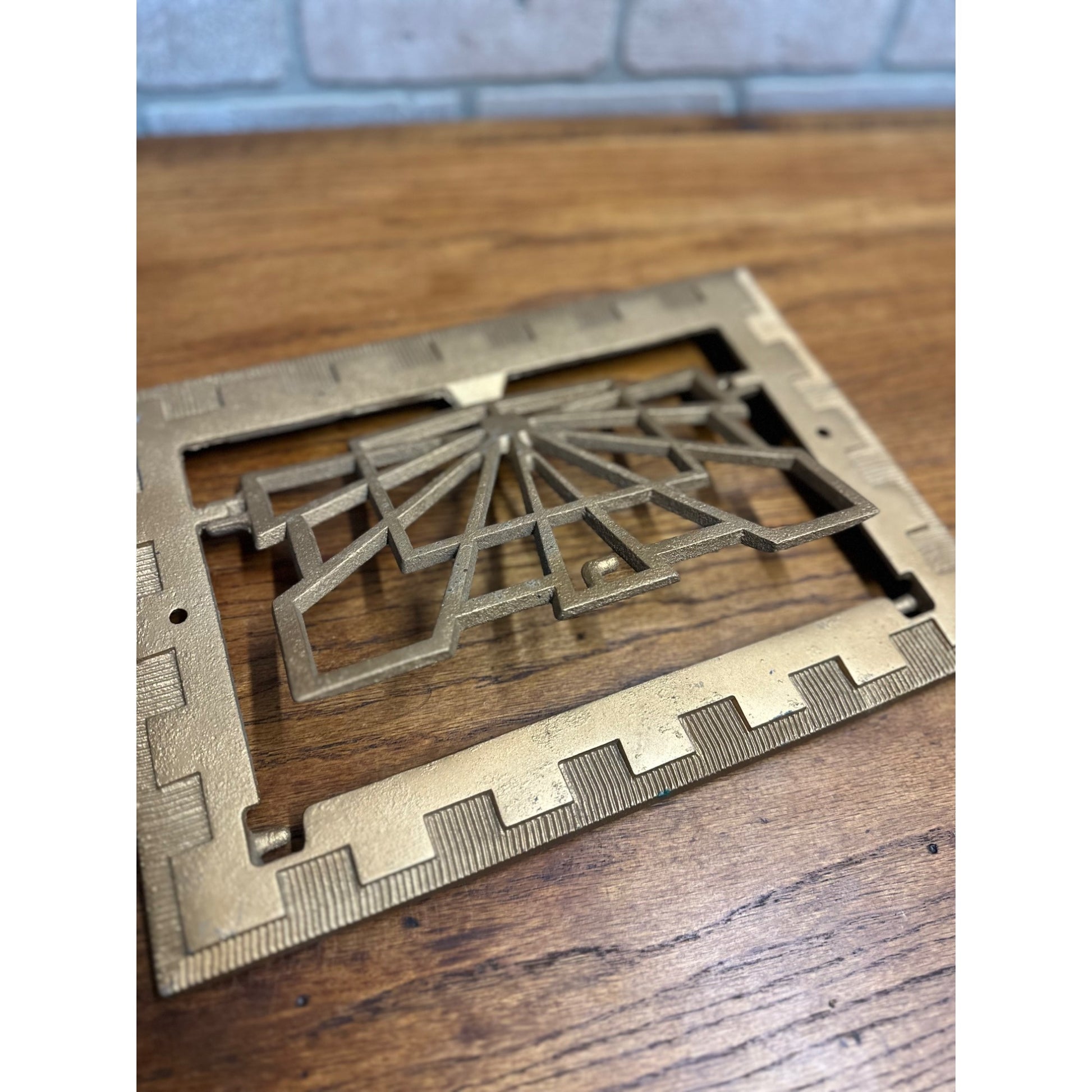 Art Deco Heating Grate Cast Iron Vintage Symonds Vent Cover 13.75" x 9.75"