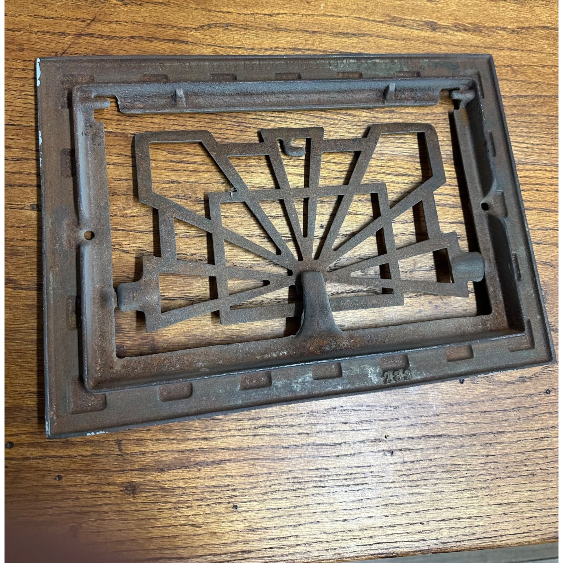 Art Deco Heating Grate Cast Iron Vintage Symonds Vent Cover 13.75" x 9.75"