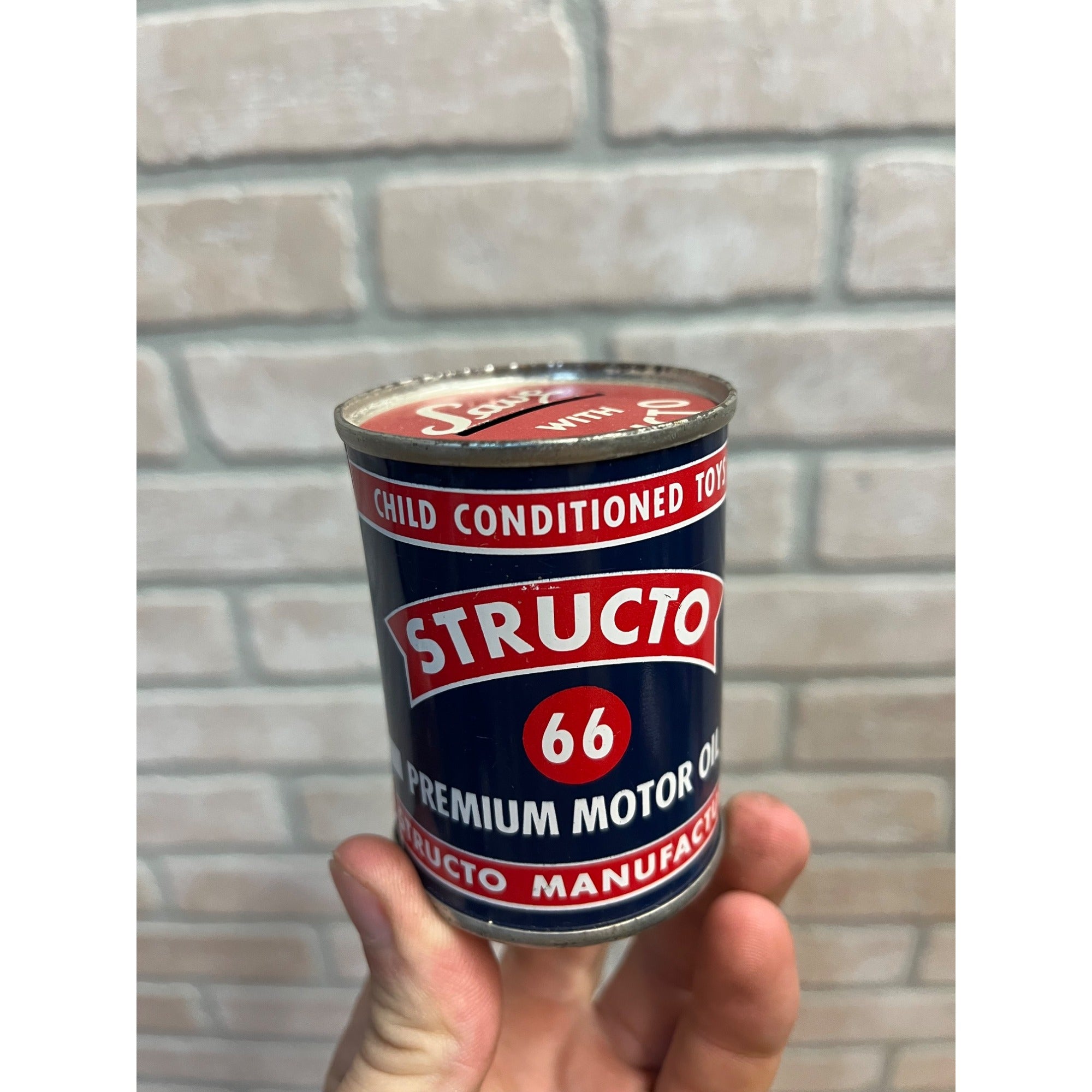 Vintage Toy Structo 66 Motor Oil Tin Coin Savings Bank