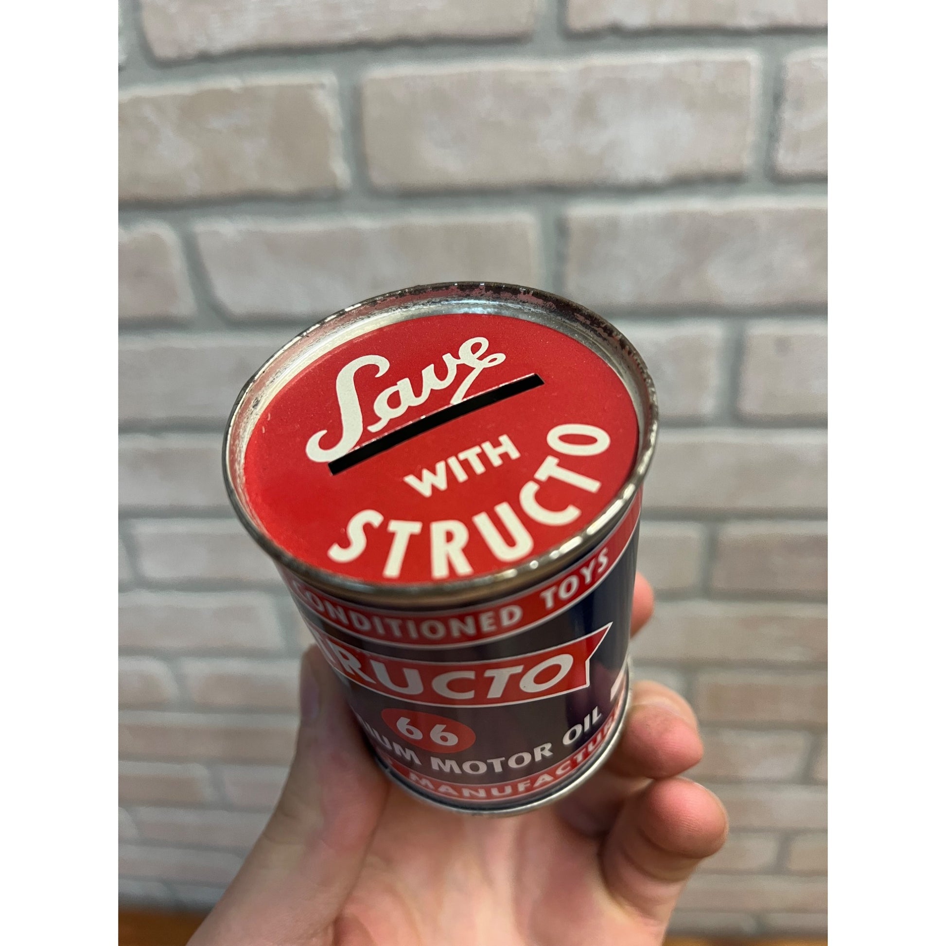 Vintage Toy Structo 66 Motor Oil Tin Coin Savings Bank