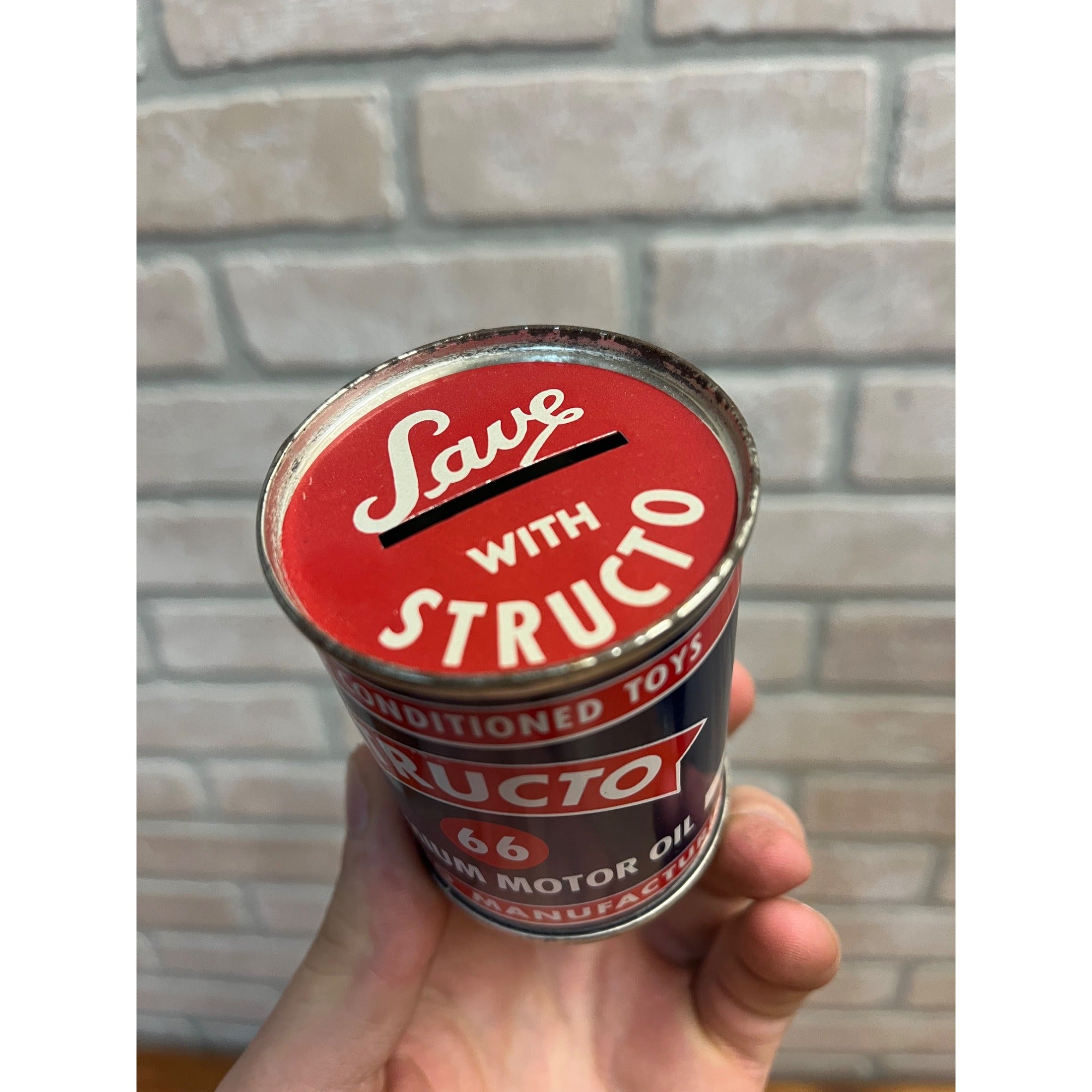 Vintage Toy Structo 66 Motor Oil Tin Coin Savings Bank