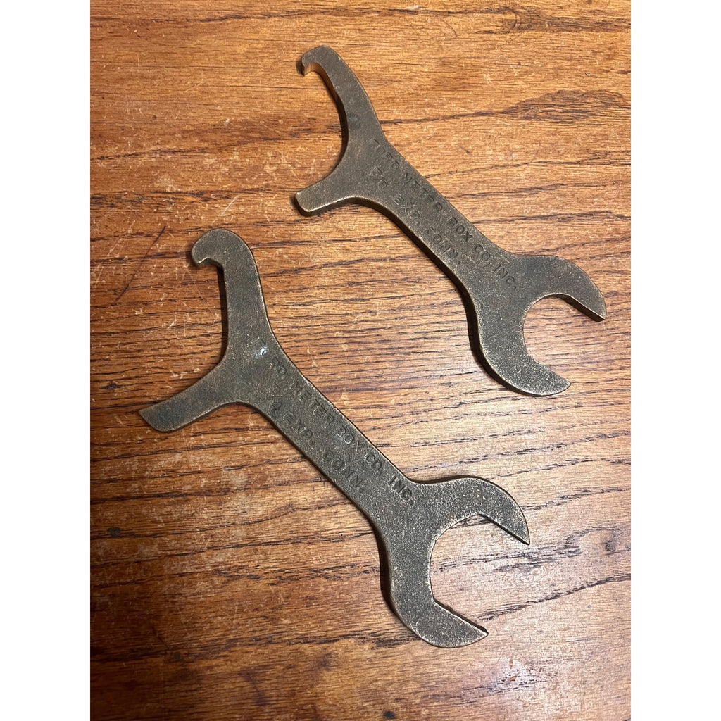 Vintage Ford Meter Box Co.  3/4 Expansion Connection Wrenches (2) SOLID BRASS