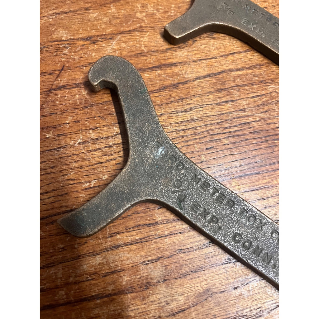 Vintage Ford Meter Box Co.  3/4 Expansion Connection Wrenches (2) SOLID BRASS