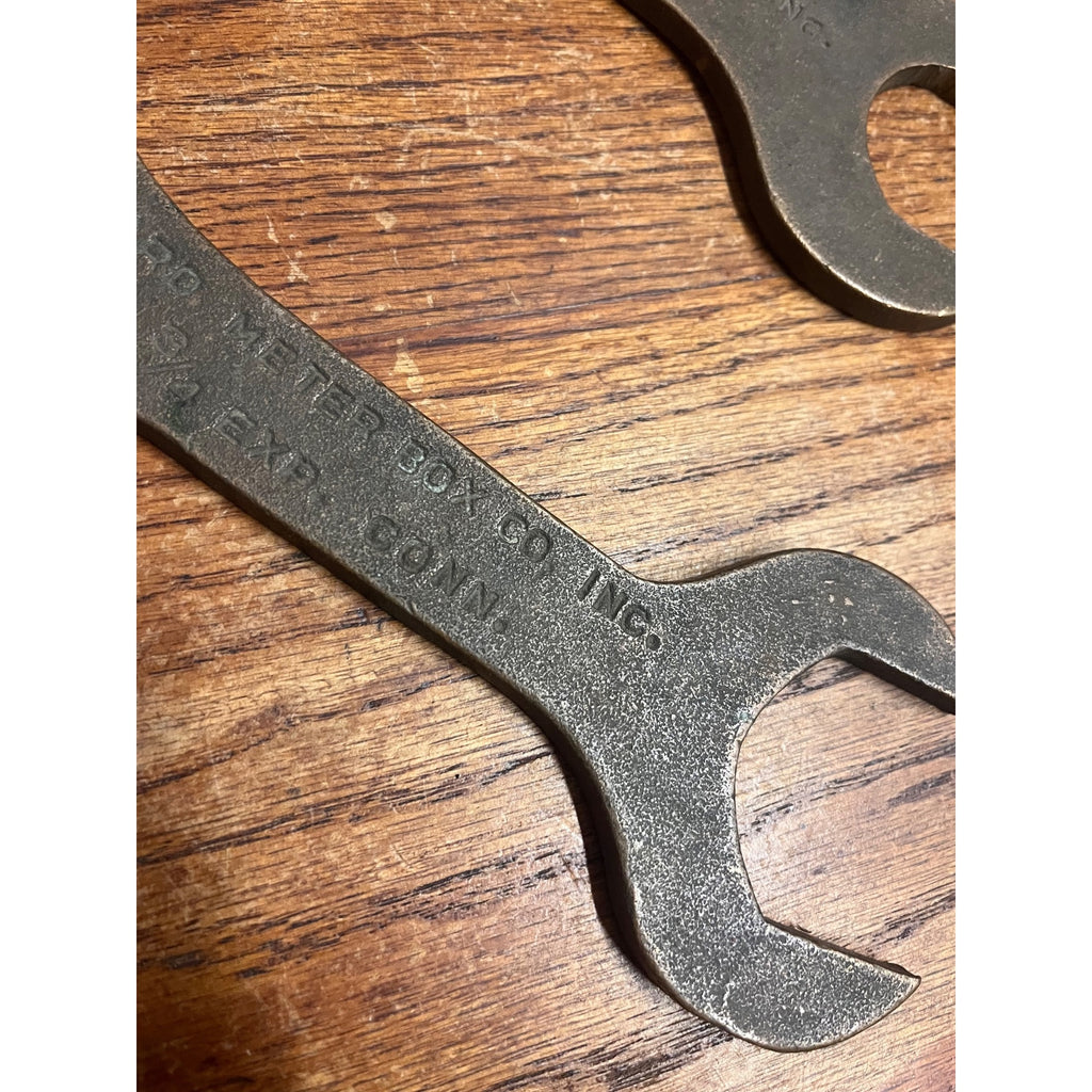 Vintage Ford Meter Box Co.  3/4 Expansion Connection Wrenches (2) SOLID BRASS