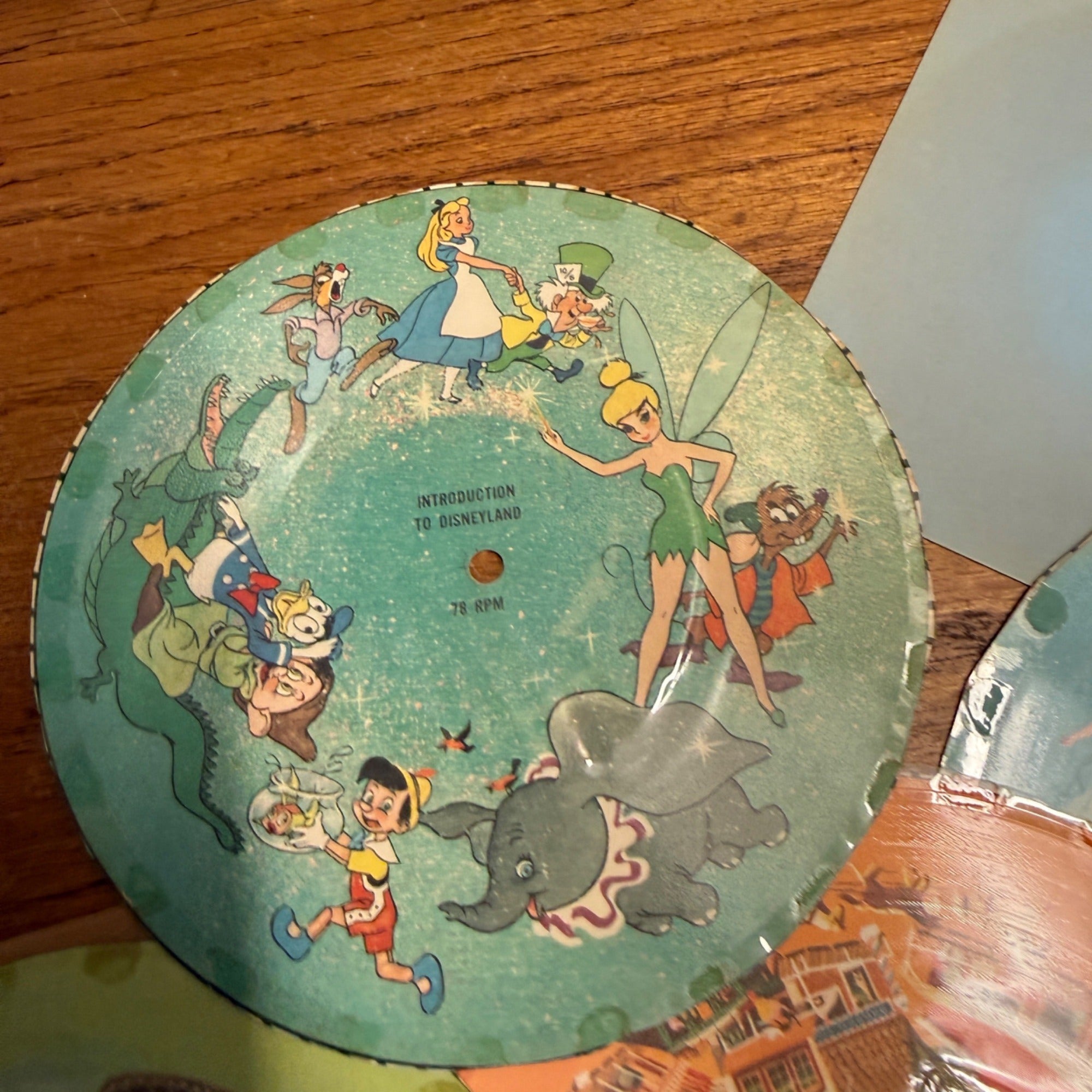 Vintage Walt Disney's Disneyland Musical Map With Five (5) Paper 78 RPM Records