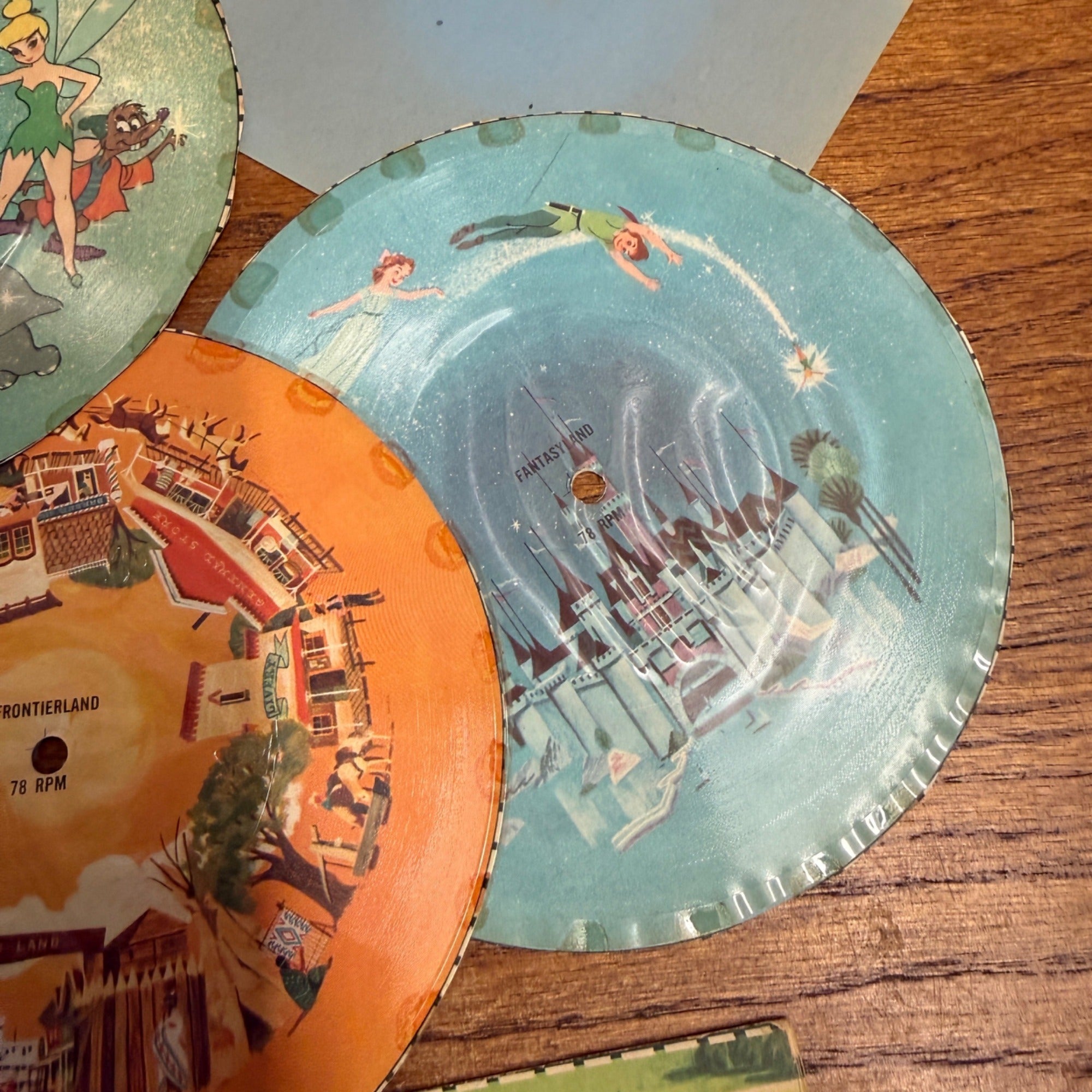 Vintage Walt Disney's Disneyland Musical Map With Five (5) Paper 78 RPM Records
