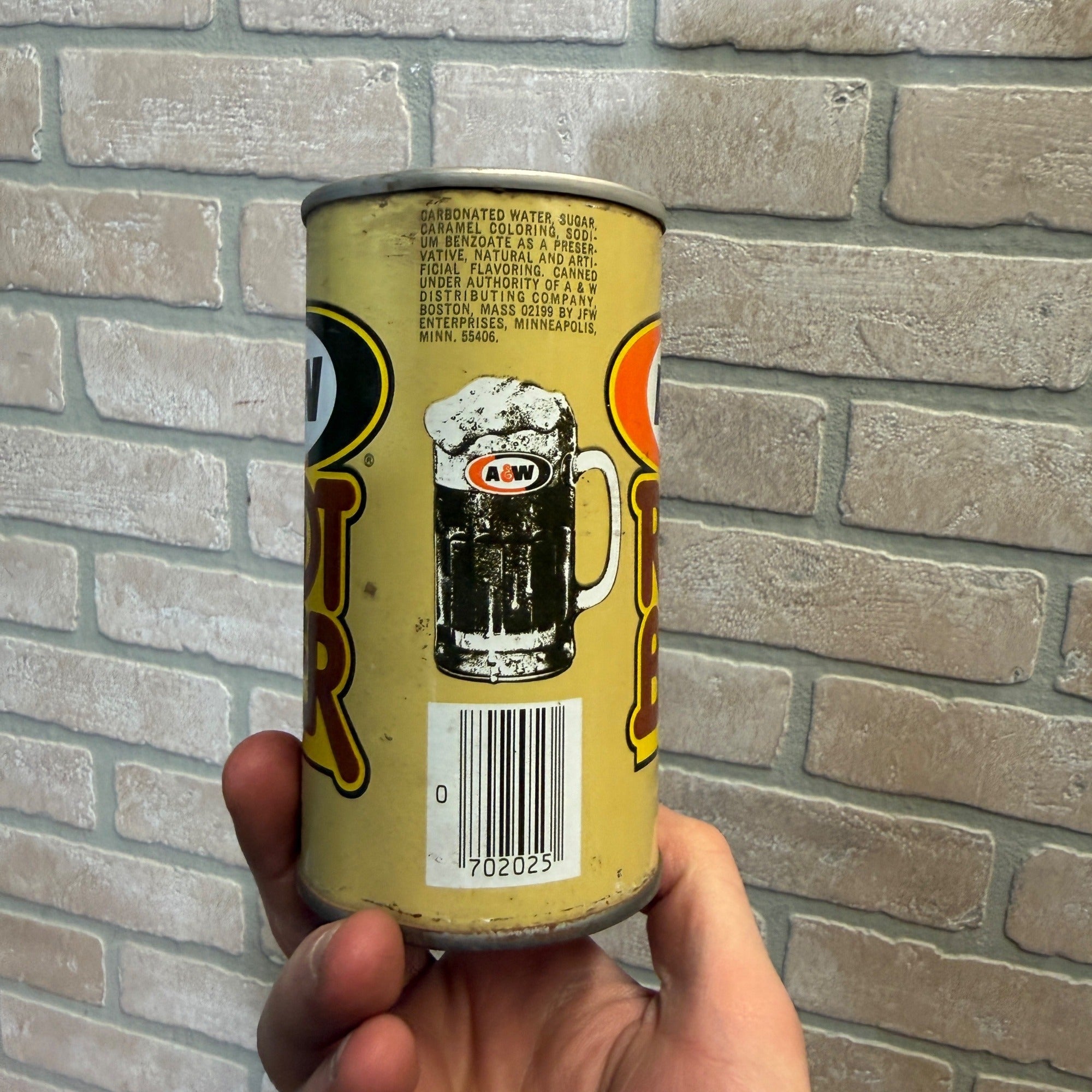 Vintage 1970s-80s A&W Root Beer Pull Tab Straight Soda Can