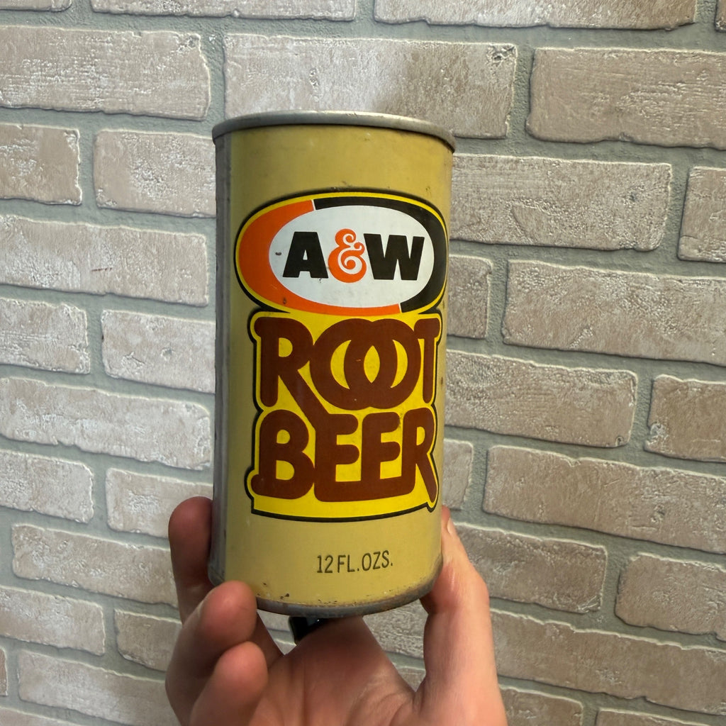 Vintage 1970s-80s A&W Root Beer Pull Tab Straight Soda Can