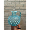 Vintage Fenton Blue Opalescent Hobnail Glass Cruet w/ Stopper