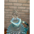 Vintage Fenton Blue Opalescent Hobnail Glass Cruet w/ Stopper