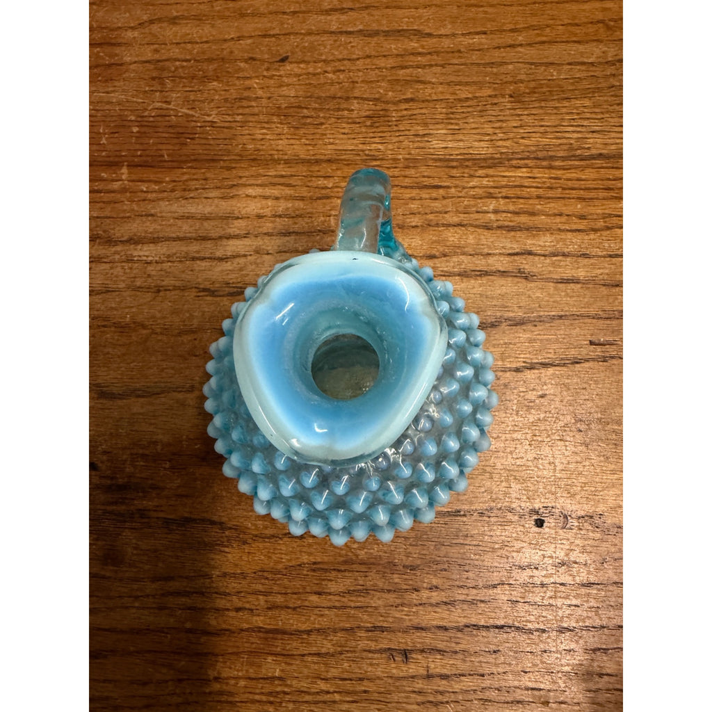 Vintage Fenton Blue Opalescent Hobnail Glass Cruet w/ Stopper