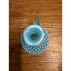 Vintage Fenton Blue Opalescent Hobnail Glass Cruet w/ Stopper
