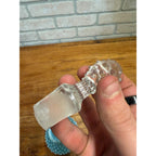 Vintage Fenton Blue Opalescent Hobnail Glass Cruet w/ Stopper