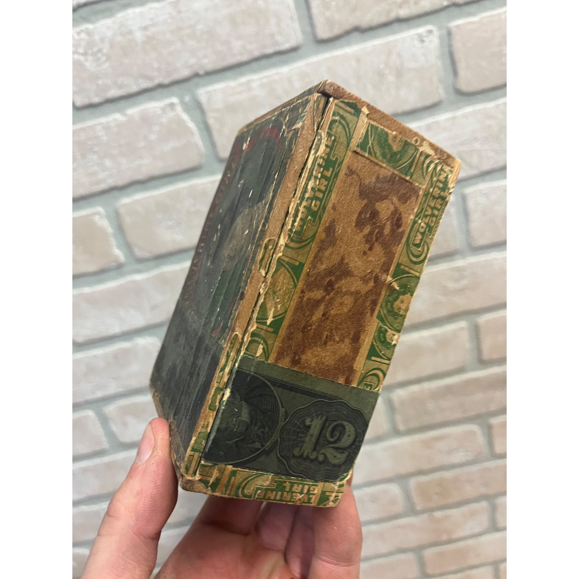 Vintage Wolverine Girl Cigar Wooden Box Advertising Kalamazoo Michigan Verdon