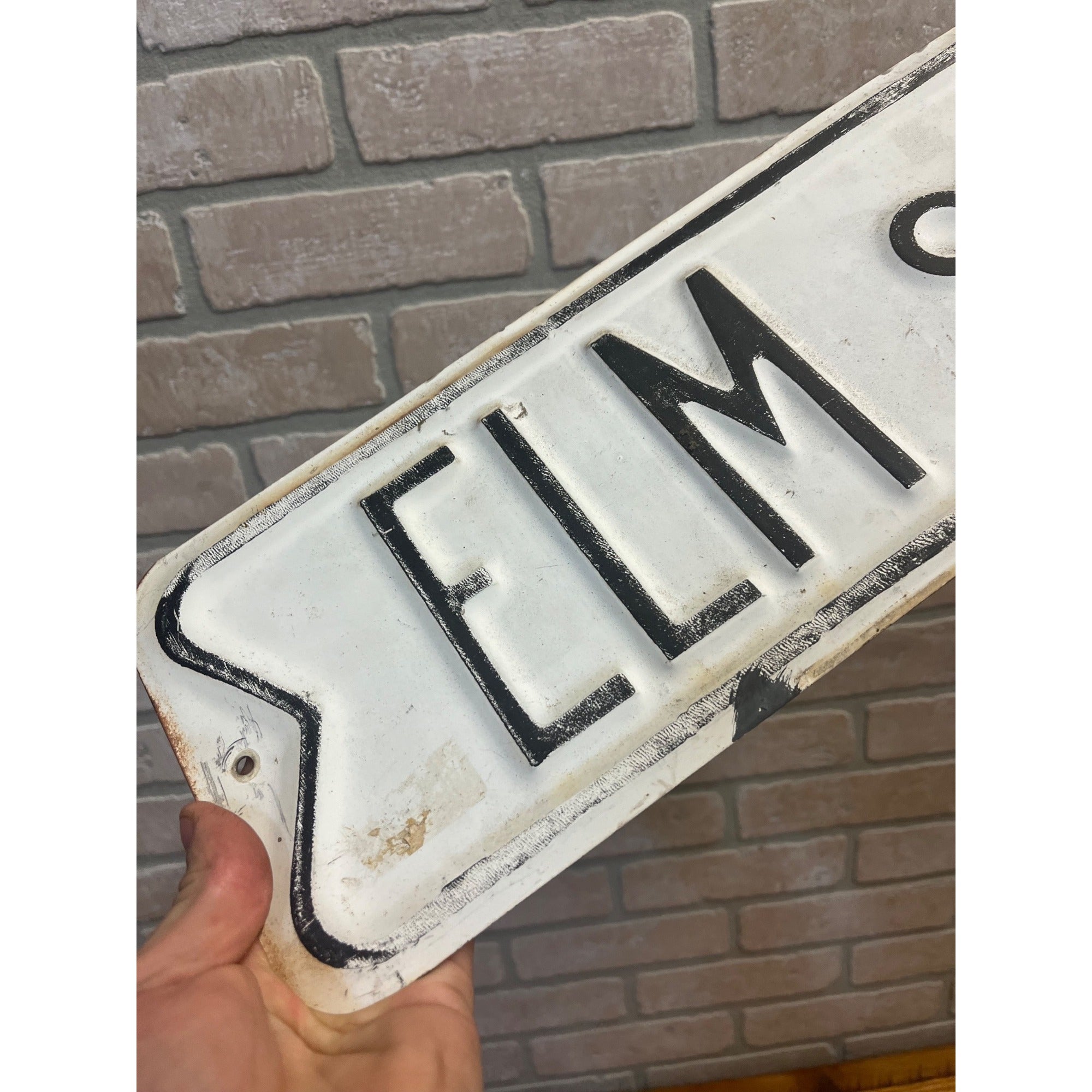 Original Vintage Elm St. Street Sign Embossed Heavy Steel Nightmare on Elm