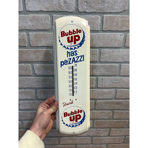 Original Vintage 1950s Drink Bubble Up Soda Sign Metal Therm Advertising