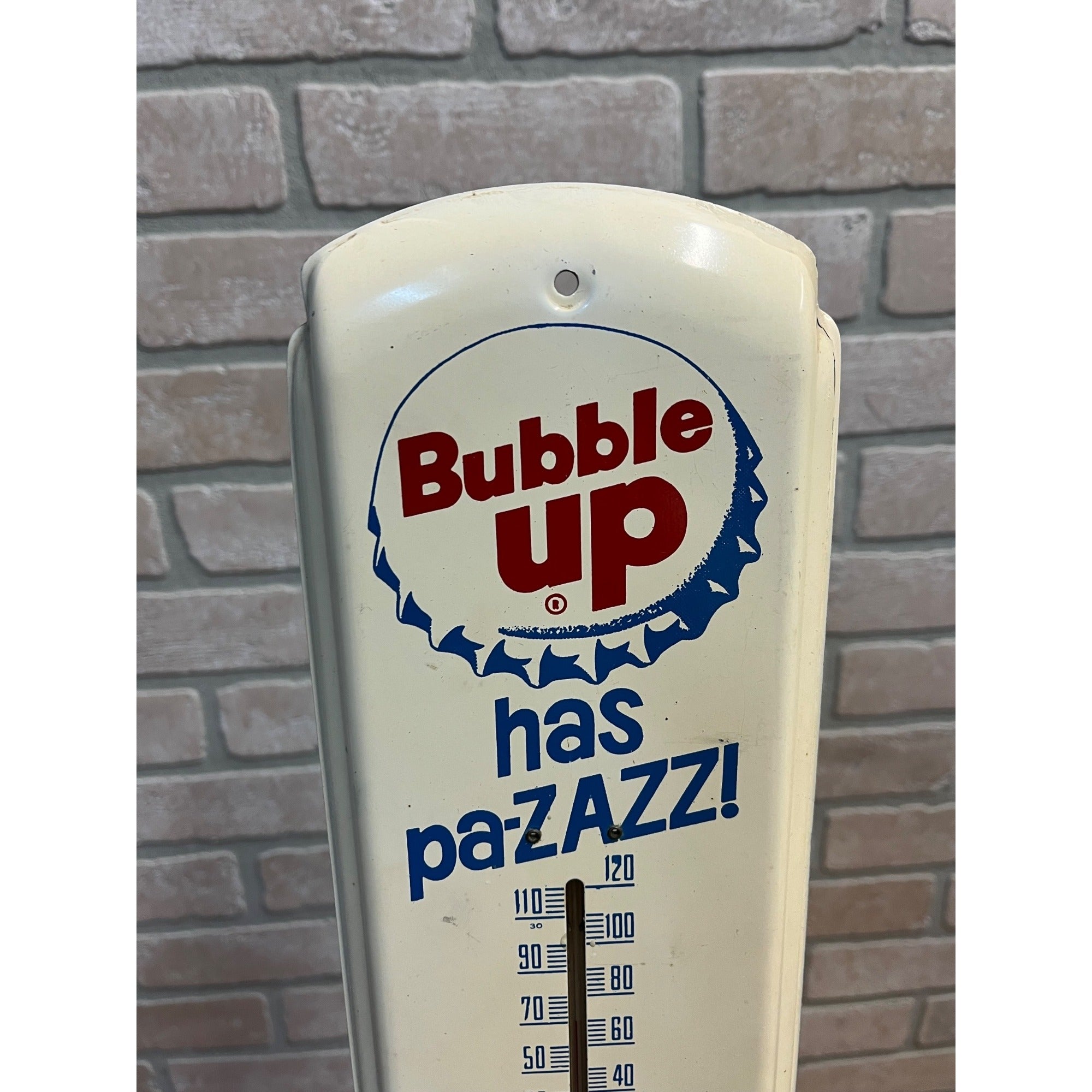 Original Vintage 1950s Drink Bubble Up Soda Sign Metal Therm Advertising