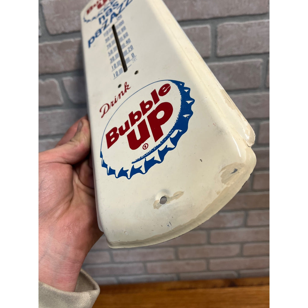 Original Vintage 1950s Drink Bubble Up Soda Sign Metal Therm Advertising