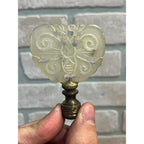 Vintage Hand Carved Jade Chinese Butterfly Figural Lamp Finial Topper