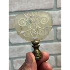 Vintage Hand Carved Jade Chinese Butterfly Figural Lamp Finial Topper